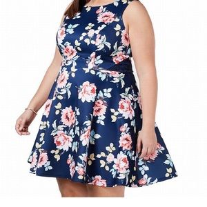 CITY STUDIO Womens Navy Sleeveless Dress